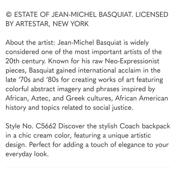 COACH X Jean-Michel Basquiat Kleo Backpack EUC - Picture 9 of 9